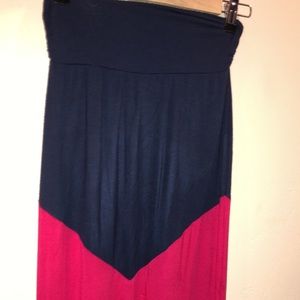 Navy blue and a hot pink maxi skirt